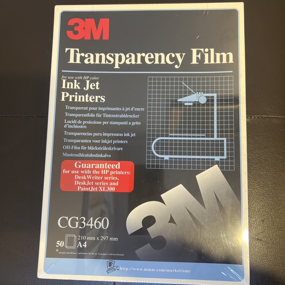 3M Transparency Film for HP Colour Ink Jet Printers‎ CG3460 A4 x 50 BNIB